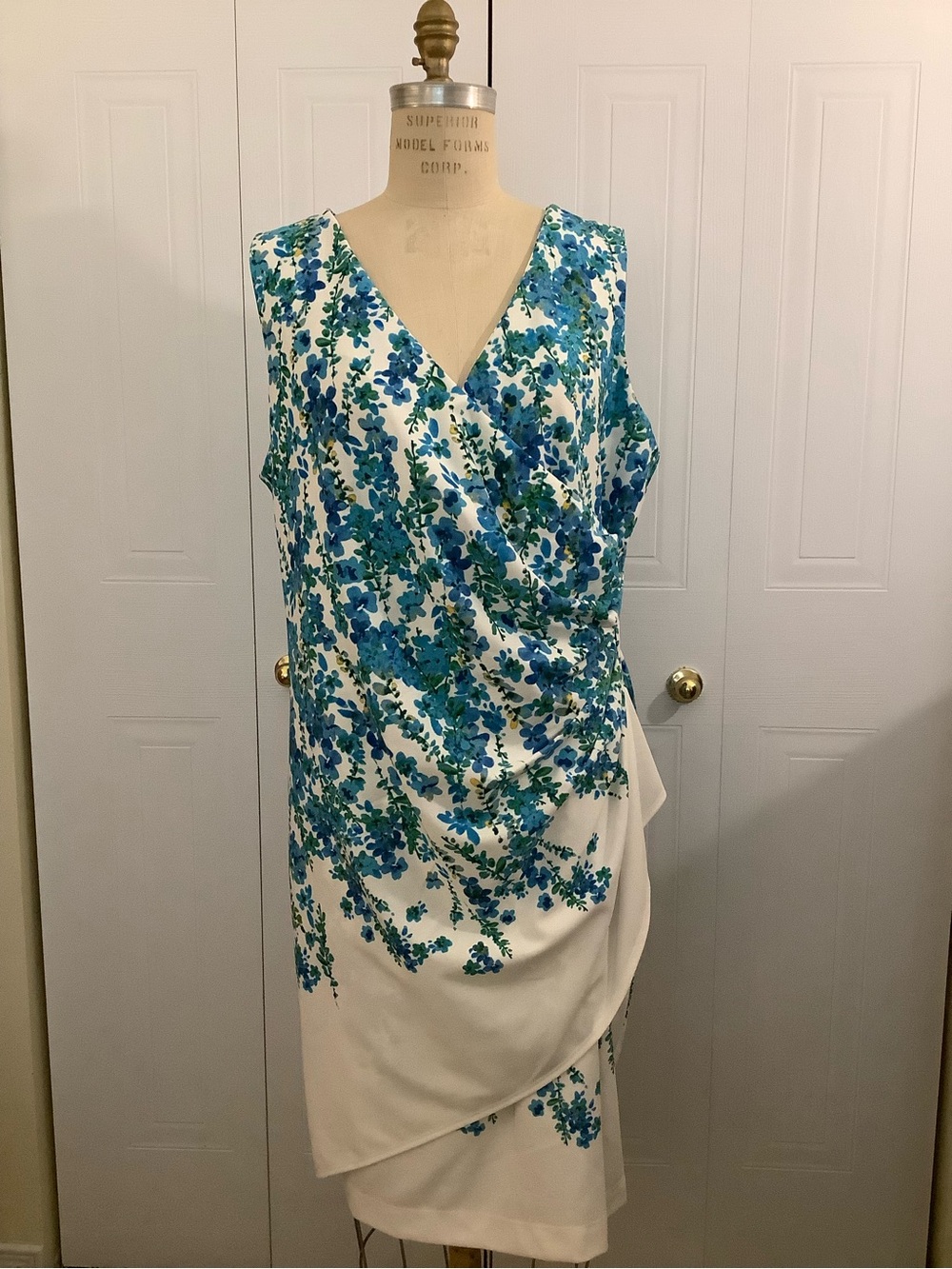 Floral Blue & Teal Midi Wrap Dress